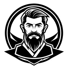 Wall Mural - Beard Man Logo vector silhouette