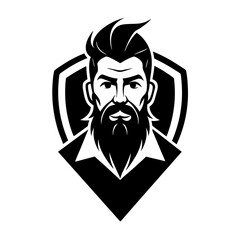 Wall Mural - Beard Man Logo vector silhouette