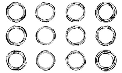 Poster - Set of sci fi black circle user interface elements technology futuristic design modern creative on white background vector