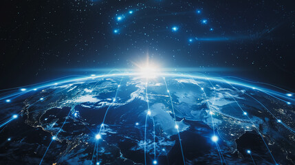 Wall Mural - background network points earth's surface wave background abstract digital wave background informati