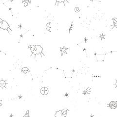 Wall Mural - illustration set of moon phases. Different stages of moonlight activity in vintage engraving style. Zodiac Signs	