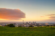 © Mumemories - Sunset over Sky tower with skyscraper from Mount Eden at Auckland