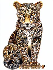  Exquisite leopard adorned with rhinestones, created as a concept for a textile print.