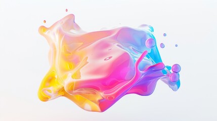 Wall Mural - 3d render of abstract gradient colorful fluids drop, soap bubble, blob that floating on the air isol