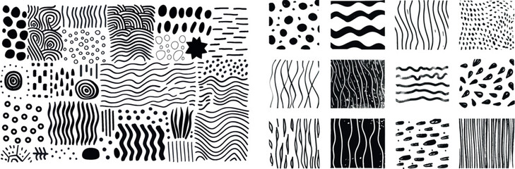 Sticker - Design elements. Drawing crosshatching, geometric shapes, simple doodle sketches. Isolated modern design.