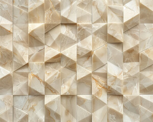 Wall Mural - Crema Marfil Marble Geometric - abstract, geometric, pattern, texture, background, 3D, design, tiles, stone, beige, modern, wall, decor, architecture, art, block