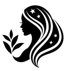 Canvas Print - beauty care logo design silhouette vector art illustration