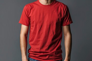 Canvas Print - Man Wearing a Plain Red T-Shirt