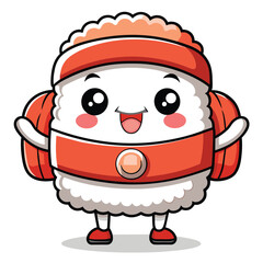 Poster - Smiling Sushi Character with Red Backpacks