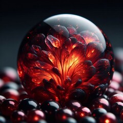 Poster -   Ember pearl Pearls with fiery hues of red and orange reminisce