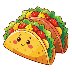 Canvas Print - A Cute Cartoon Taco with Fillings and a Smiling Face