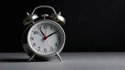 Classic Alarm Clock on Black Background