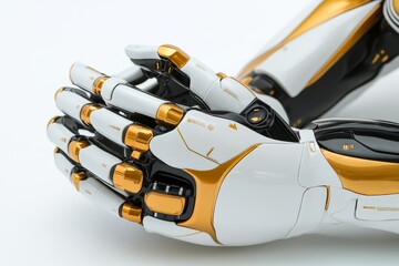 Canvas Print - White Robotic Hand with Precise Articulation Highlighting Dexterity and Advanced Technological Integration