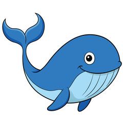 Wall Mural - Cartoon Blue Whale with a Smile