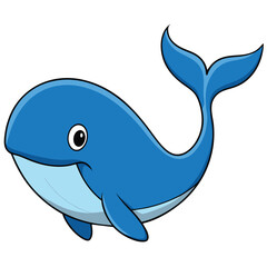 Sticker - Cartoon illustration of a blue whale with a single eye