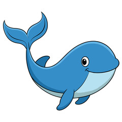 Wall Mural - Cartoon illustration of a smiling blue whale