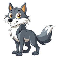 Poster - Cartoon Gray Wolf with White Fur and Big Eyes