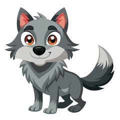 Poster - Cartoon Gray Wolf with Big Eyes and a Smile