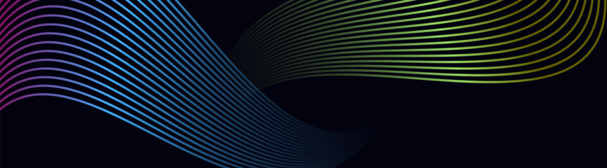 Poster - Modern shiny blue abstract glowing geometric lines on dark background