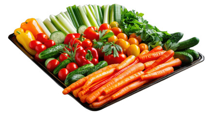 Wall Mural - PNG A vibrant assortment of fresh vegetables arranged on a tray, perfect for healthy meals and colorful presentations.