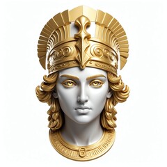 Wall Mural - gold greek god athena head 3d art logo in plain white background 302