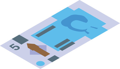 Poster - Blue five currency banknote money showing finance and investment