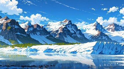 Wall Mural - perito moreno glacier argentina natural wonders around the world morning view anime