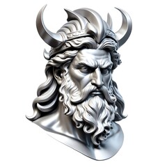 Poster - silver greek god poseidon head 3d art logo in plain white background 553