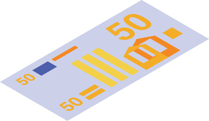 Poster - Stylized banknote depicting fifty units of currency, symbolizing wealth, finance, and economic transactions