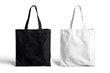 © Oksana - Two tote bags, one black and white isolated on white background mock up