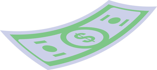 Poster - Green dollar banknote is flying in the air, concept for business, finance and economy