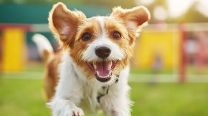 Poster - Happy Dog in a Colorful Costume.