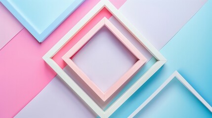 white blank square frame for mock up and display products with pastel colors