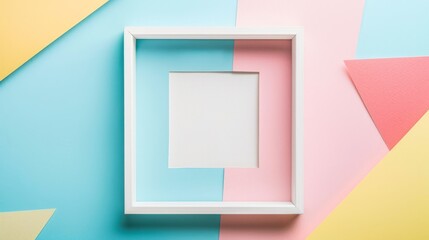 White blank square frame for mock up and display products with pastel colors
