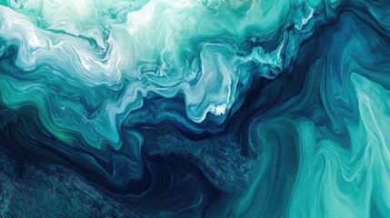 Poster - Abstract wave patterns with a blend of blue and green hues