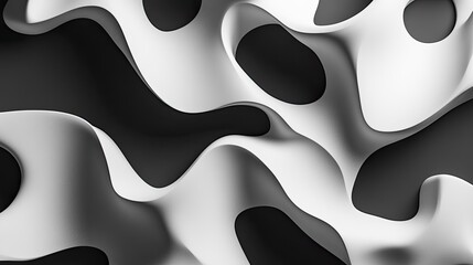 Poster - Abstract background with 3D shapes and shadows in a monochromatic palette