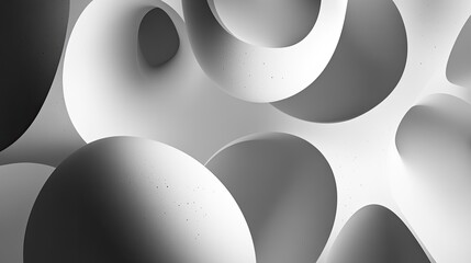Poster - Abstract background with 3D shapes and shadows in a monochromatic palette