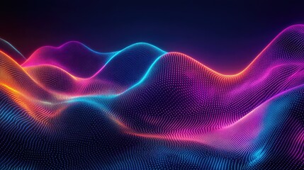 Poster - Abstract background with a digital, wave pattern in neon colors