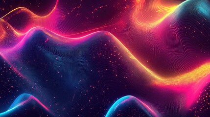 Poster - Abstract background with a digital, wave pattern in neon colors