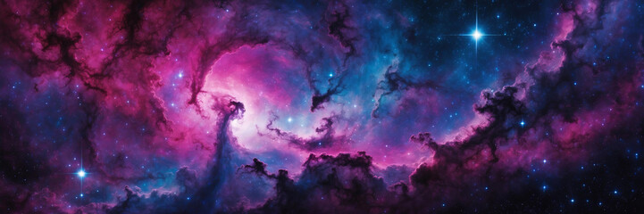 Wall Mural - space galaxy. vast, swirling nebula with vibrant pink, purple, blue, against backdrop of twinkling s