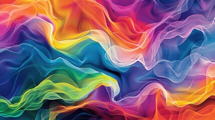 Wall Mural - Abstract, wavy lines with vibrant colors