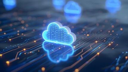 Poster - Digital cloud symbol representing cloud computing, data storage, and network infrastructure in a technology-focused environment.