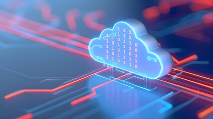 Poster - Futuristic cloud computing technology concept with abstract data representation in a digital environment.