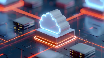 Poster - futuristic concept image showing cloud computing technology and data storage in a network. high-tech