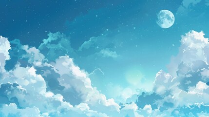 Wall Mural - Sky backdrop with clouds moon and space for text