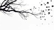 © TheWaterMeloonProjec - Silhouetted Tree Branch with Falling Leaves on White Background