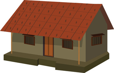 Wall Mural - Traditional Indian village hut vector illustration isolated on white background