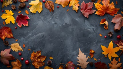 Poster - a bunch of leaves and berries on a table