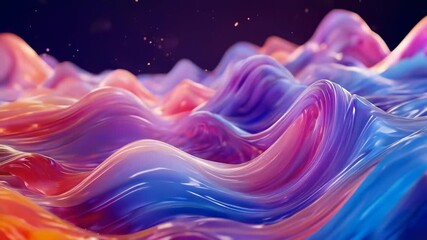 Wall Mural - Brilliant waves of color intertwine gracefully, creating an enchanting abstract display in this dynamic digital landscape