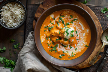 Wall Mural - Tasty butter chicken curry dish from Indian cuisine.